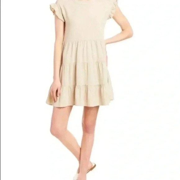 Adyson Parker black linen blend tiered shift dress Small - Picture 2 of 9